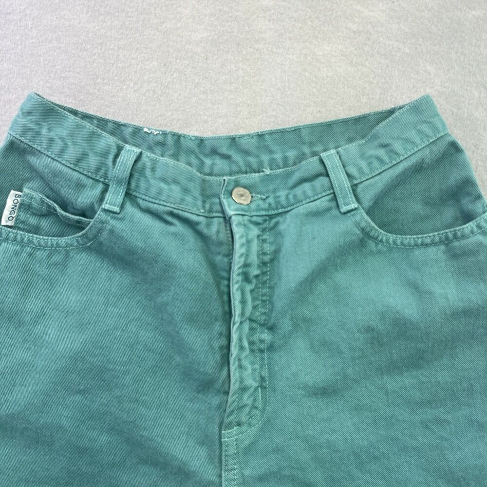 Bongo High Waisted Denim Shorts by Gene Montesano Teal Green Size 14 Vintage Y2K